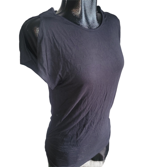 Dex Black Short Open Sleeve Top With Crochet Detailed Back XS - Picture 2 of 6